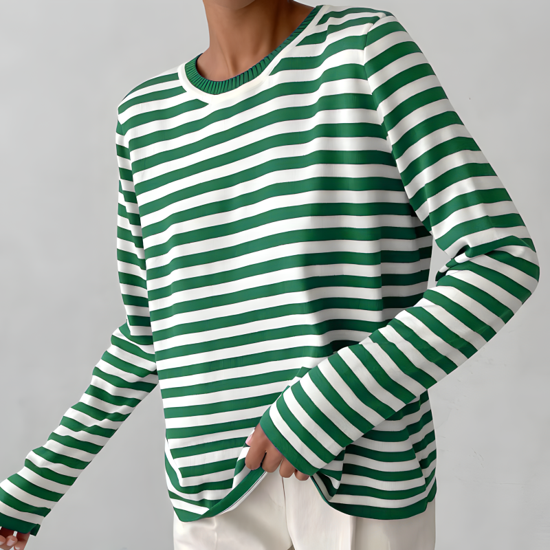 Pullover Damen blau-weiß gestreift mit weitem Schnitt - 9 - Atelier-Zofia