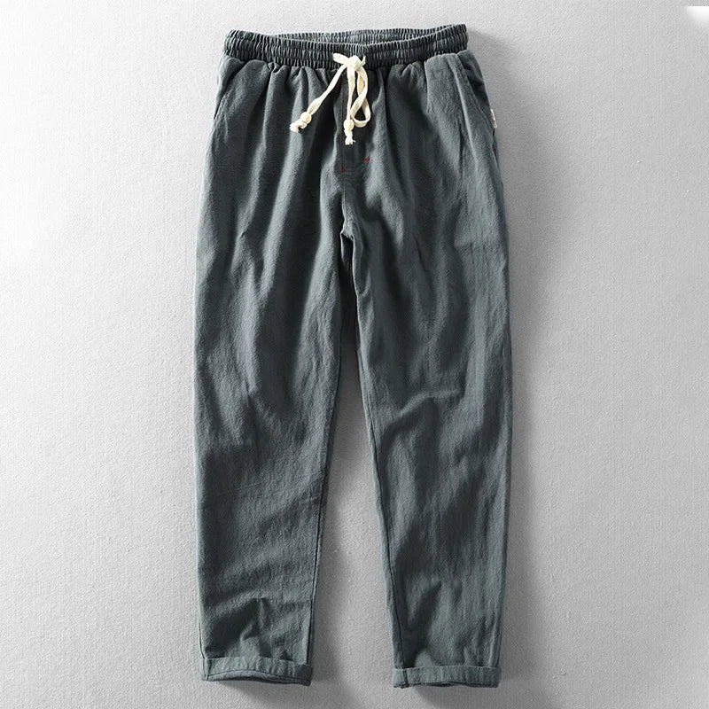 Herrenhose grau mit flexiblem Bund und Kordelzug - 3 - Atelier-Zofia