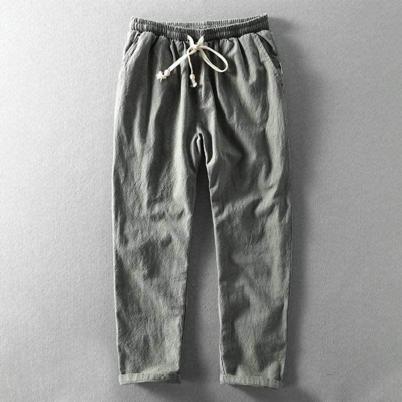 Herrenhose grau mit flexiblem Bund und Kordelzug - 4 - Atelier-Zofia