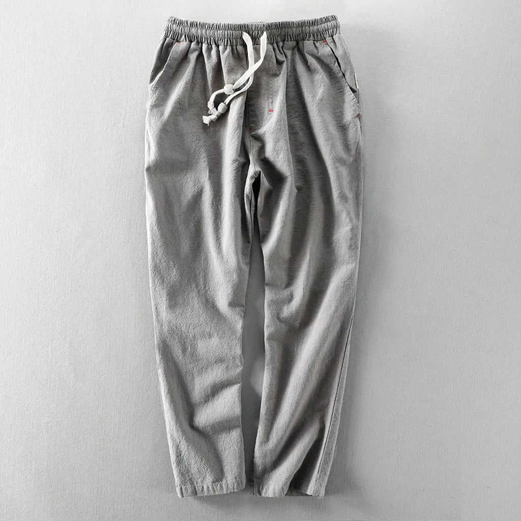 Herrenhose grau mit flexiblem Bund und Kordelzug - 5 - Atelier-Zofia