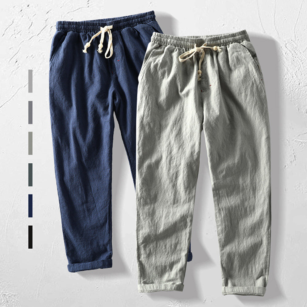 Herrenhose grau mit flexiblem Bund und Kordelzug - 8 - Atelier-Zofia