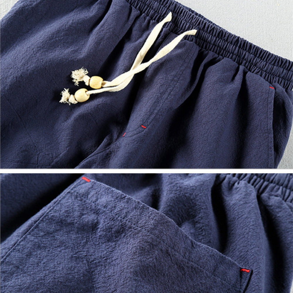 Herrenhose grau mit flexiblem Bund und Kordelzug - 10 - Atelier-Zofia