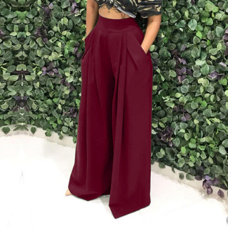 Weite Hose Damen orange mit hohem Bund und praktischen Taschen - 3 - Atelier-Zofia