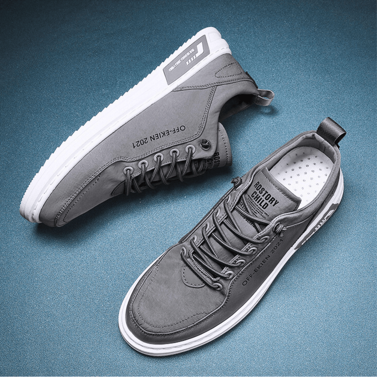 Sneakers Herren schwarz lässig mit Schnürung und kontrastierenden Details - 7 - Atelier-Zofia