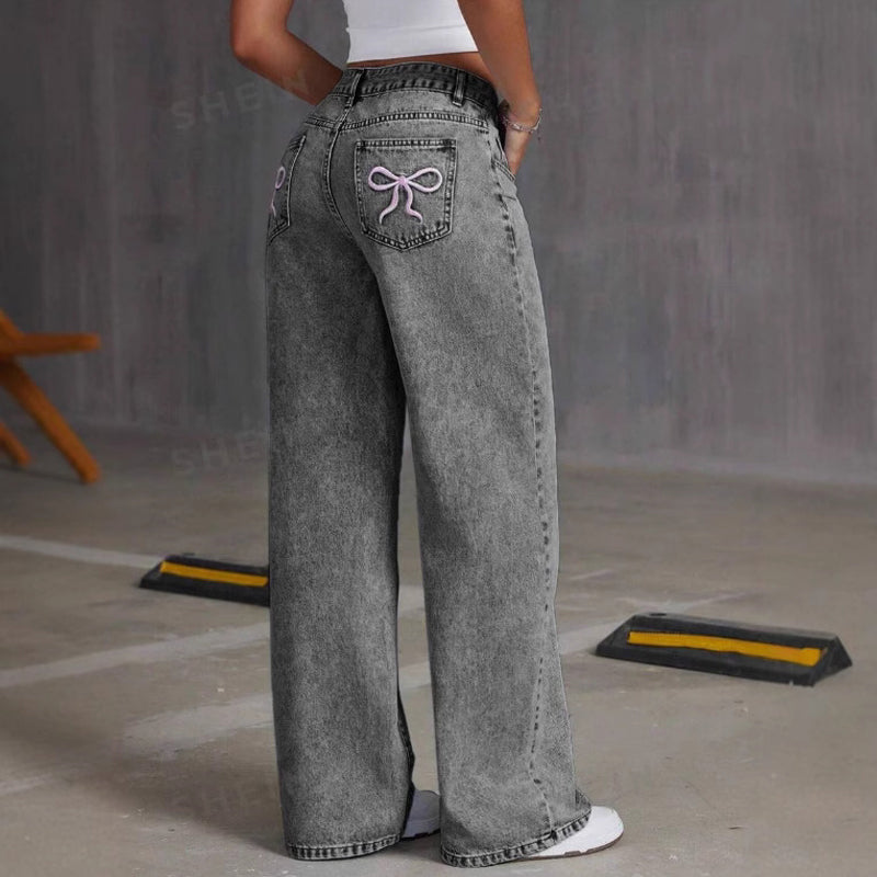 Hose Damen hellblau weit geschnitten mit hohem Bund - 4 - Atelier-Zofia