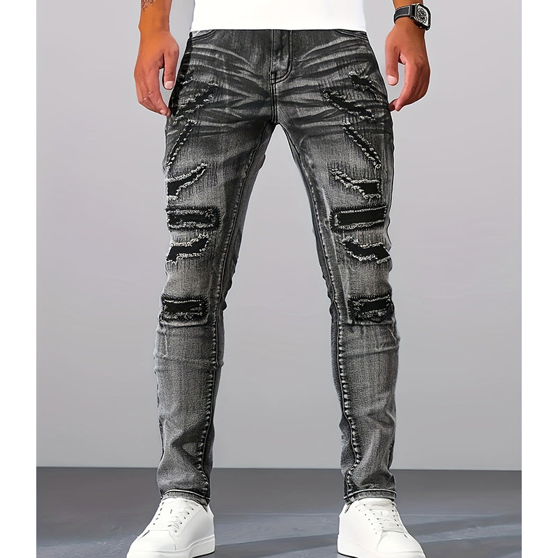 Jeans Herren schwarz Slim-Fit mit Destroyed-Details - 7 - Atelier-Zofia