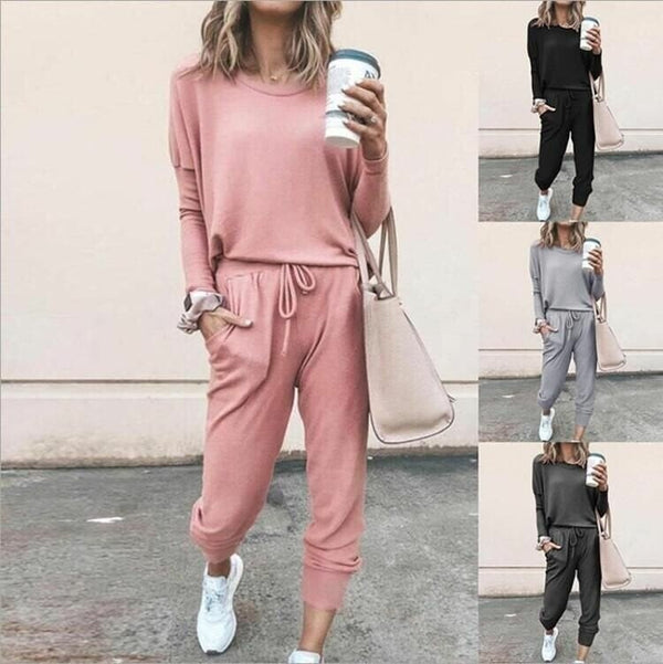 Zwei-Teiliges Outfit Damen rosa mit lockerer Passform und langen Ärmeln - 1 - Atelier-Zofia
