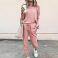 Zwei-Teiliges Outfit Damen rosa mit lockerer Passform und langen Ärmeln - 2 - Atelier-Zofia