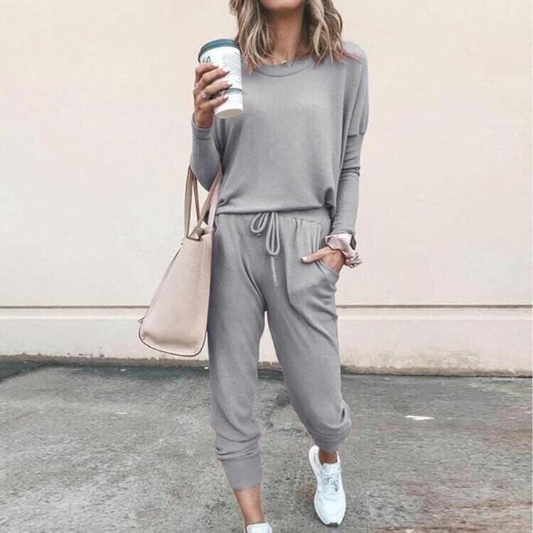 Zwei-Teiliges Outfit Damen rosa mit lockerer Passform und langen Ärmeln - 4 - Atelier-Zofia