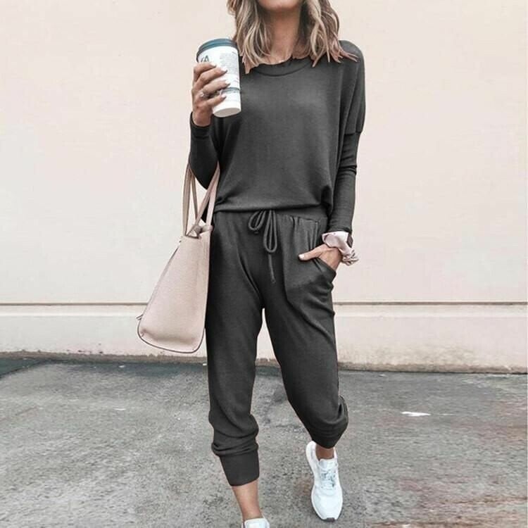 Zwei-Teiliges Outfit Damen rosa mit lockerer Passform und langen Ärmeln - 5 - Atelier-Zofia