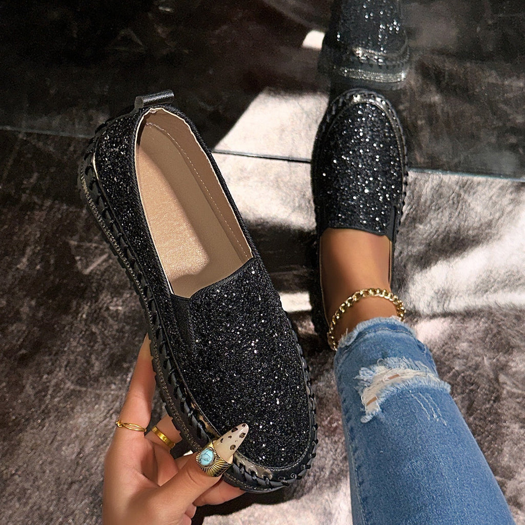 Slip-On Schuhe Damen pink glitzernd mit bequemer Passform - 5 - Atelier-Zofia