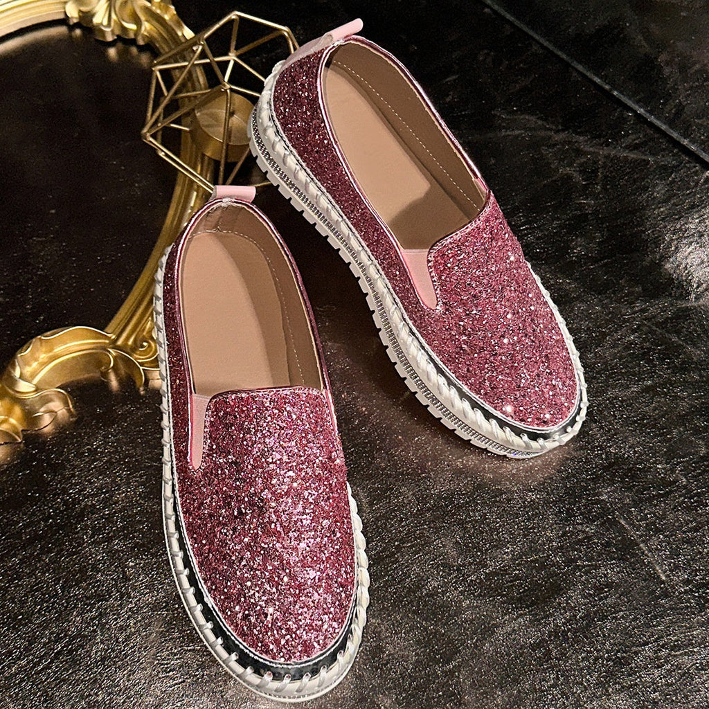 Slip-On Schuhe Damen pink glitzernd mit bequemer Passform - 14 - Atelier-Zofia