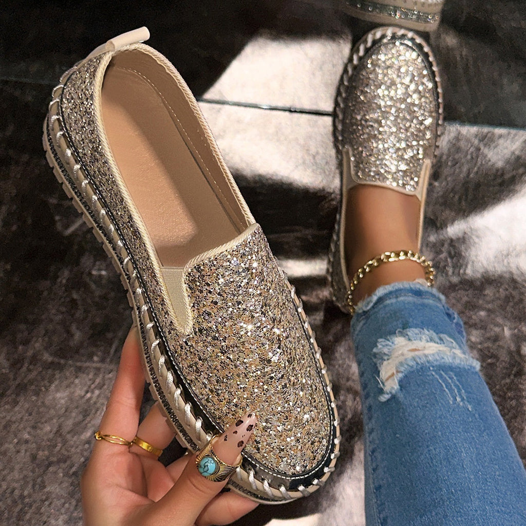 Slip-On Schuhe Damen pink glitzernd mit bequemer Passform - 16 - Atelier-Zofia