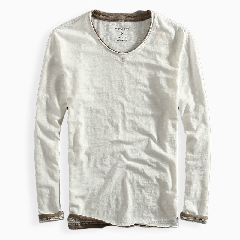 Shirt Herren schwarz tailliert mit V-Ausschnitt und Kontrastdetails - 4 - Atelier-Zofia