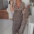 Maxikleid Damen braun figurbetont mit V-Ausschnitt und kurzen Ärmeln - 1 - Atelier-Zofia