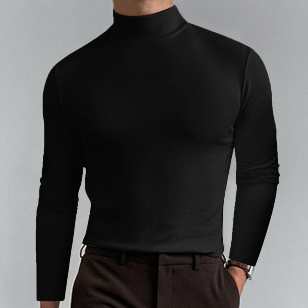 Pullover Herren schwarz figurbetont mit Stehkragen - 2 - Atelier-Zofia