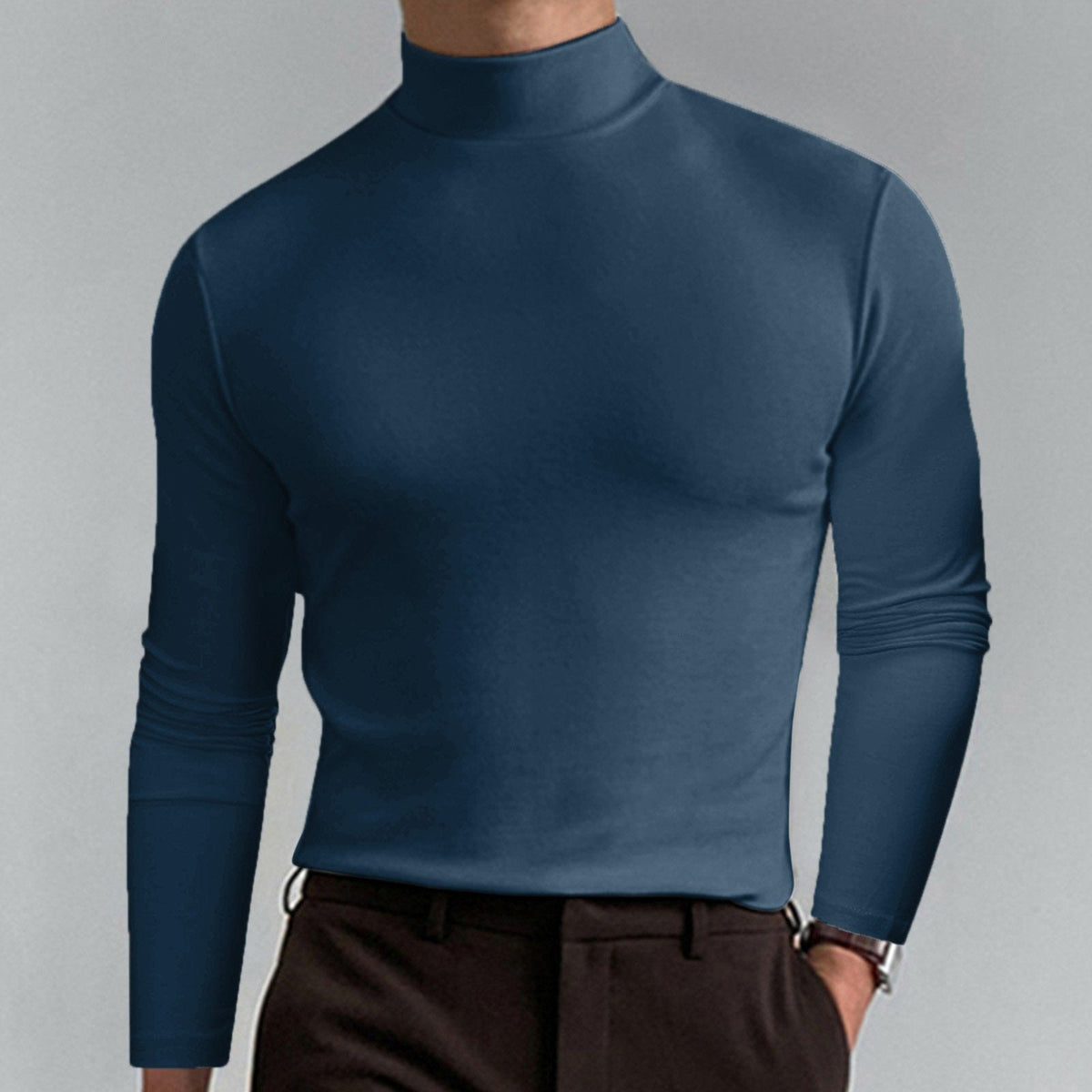 Pullover Herren schwarz figurbetont mit Stehkragen - 4 - Atelier-Zofia