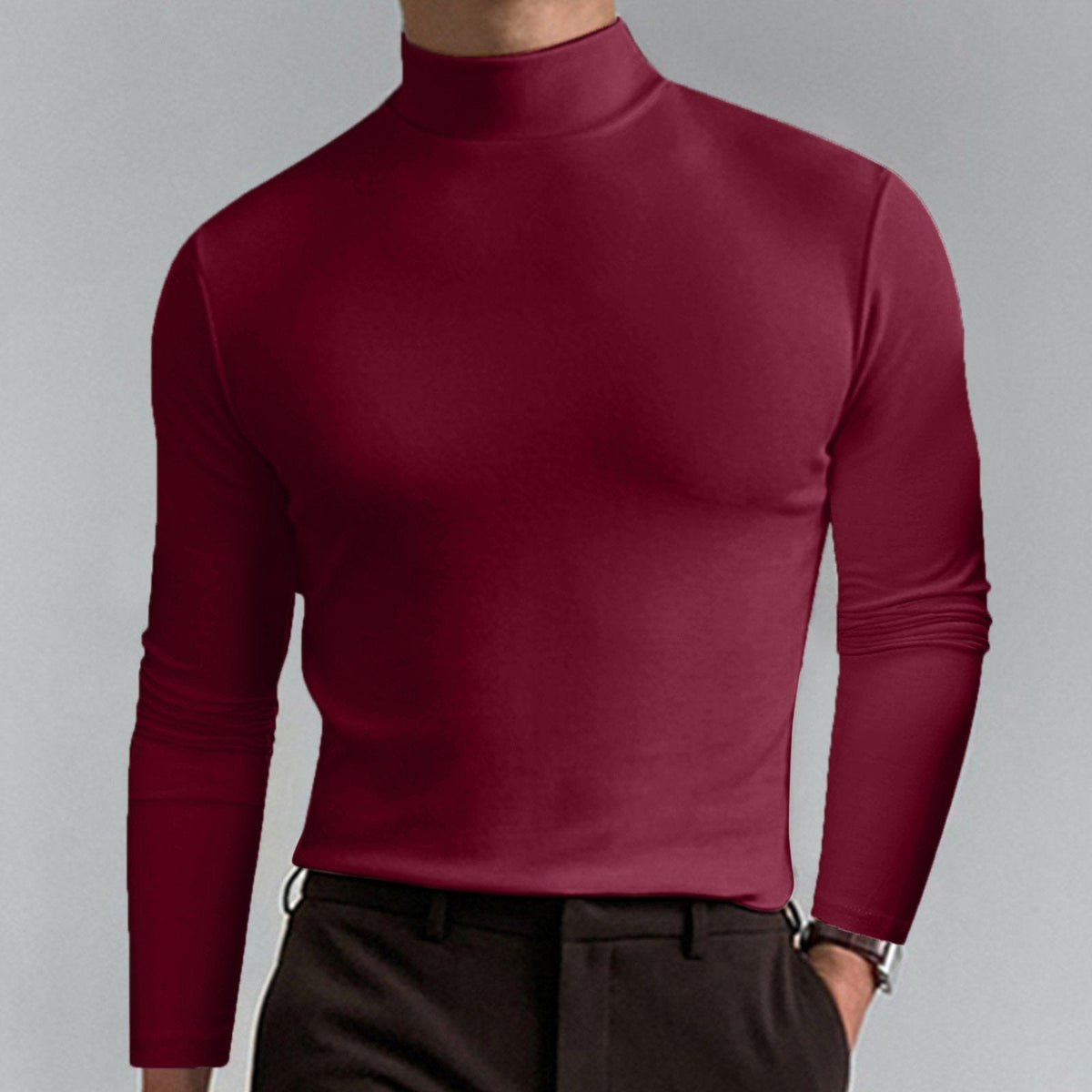 Pullover Herren schwarz figurbetont mit Stehkragen - 5 - Atelier-Zofia