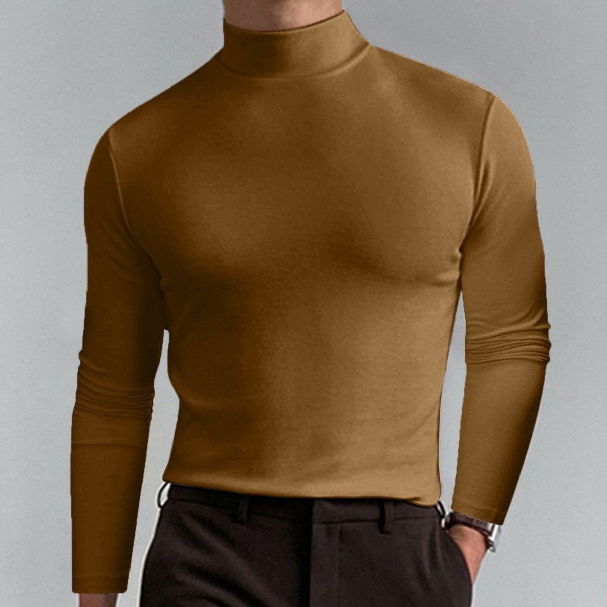 Pullover Herren schwarz figurbetont mit Stehkragen - 6 - Atelier-Zofia