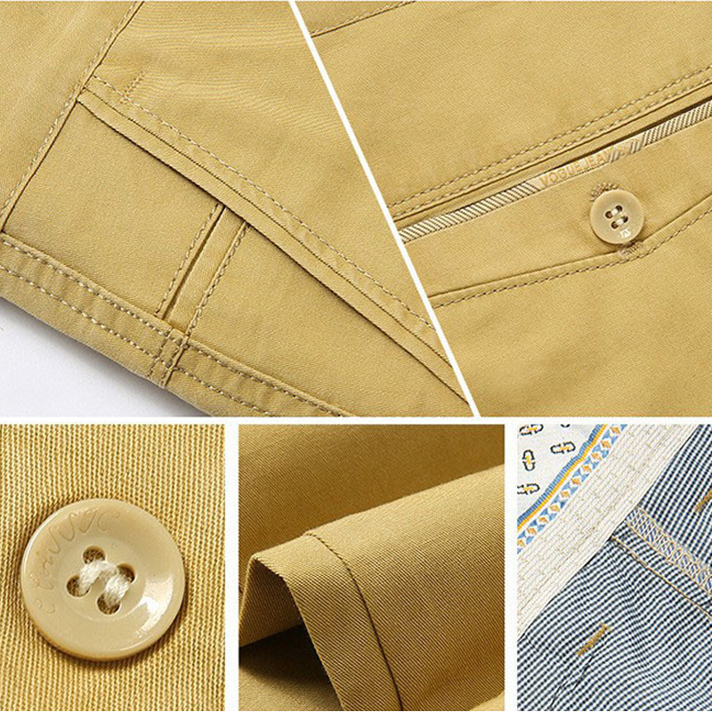 Herren Chinos beige schmal geschnitten mit Taschen - 7 - Atelier-Zofia