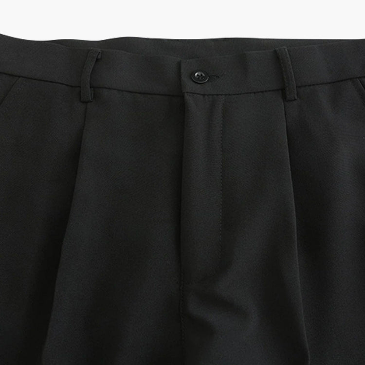 Herren Anzughose schwarz mit geradem Schnitt und Falten - 4 - Atelier-Zofia