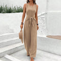 Jumpsuit Damen grün mit Taillengürtel und weitem Schnitt - 5 - Atelier-Zofia