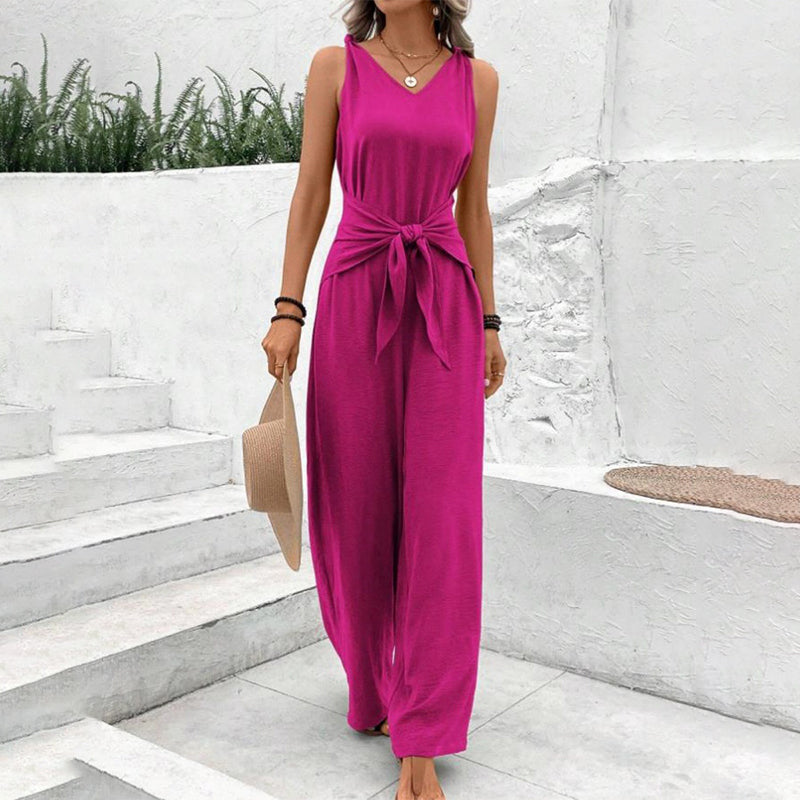 Jumpsuit Damen grün mit Taillengürtel und weitem Schnitt - 6 - Atelier-Zofia