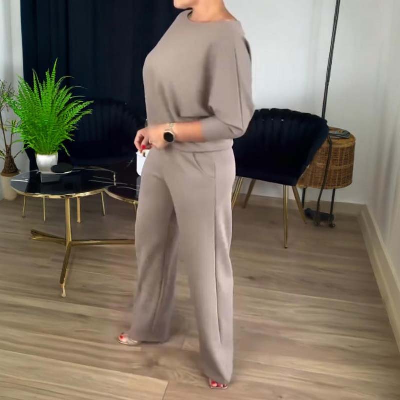Outfit Damen schwarz tailliert mit Langjacke und weitem Bein - 6 - Atelier-Zofia