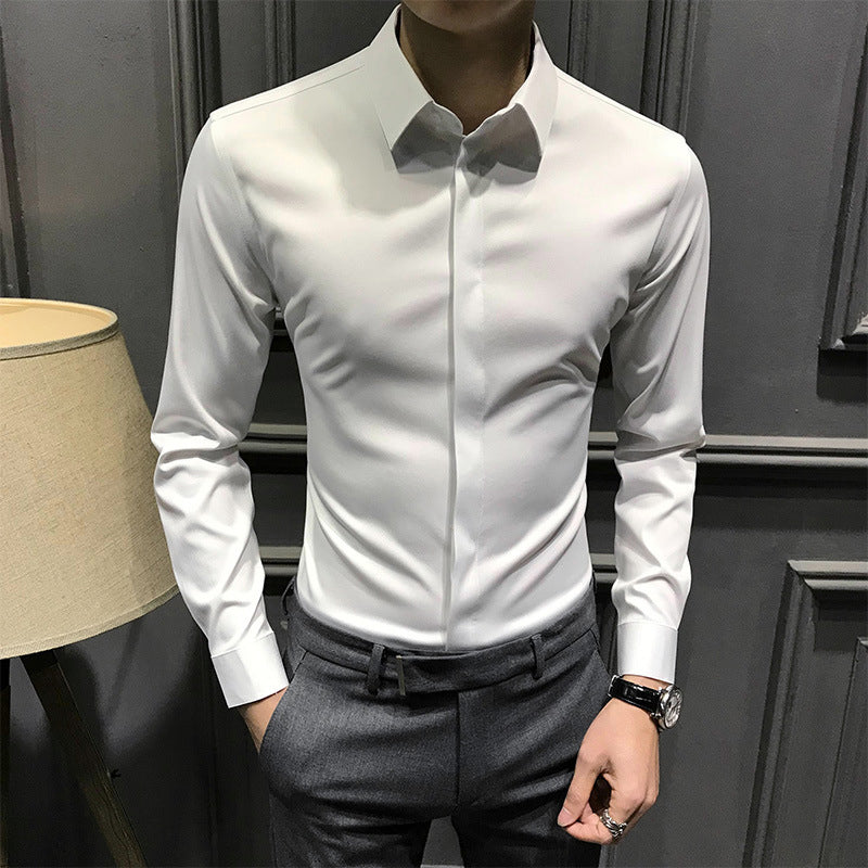 Herren Hemd weiß tailliert mit langem Arm - 1 - Atelier-Zofia