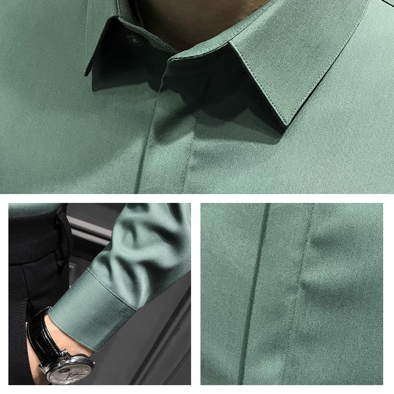 Herren Hemd weiß tailliert mit langem Arm - 3 - Atelier-Zofia