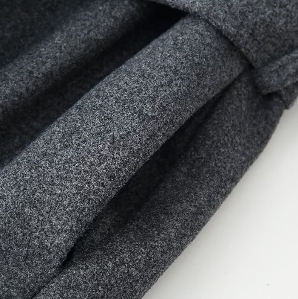 Mantel Damen grau tailliert mit hohem Stehkragen - 3 - Atelier-Zofia