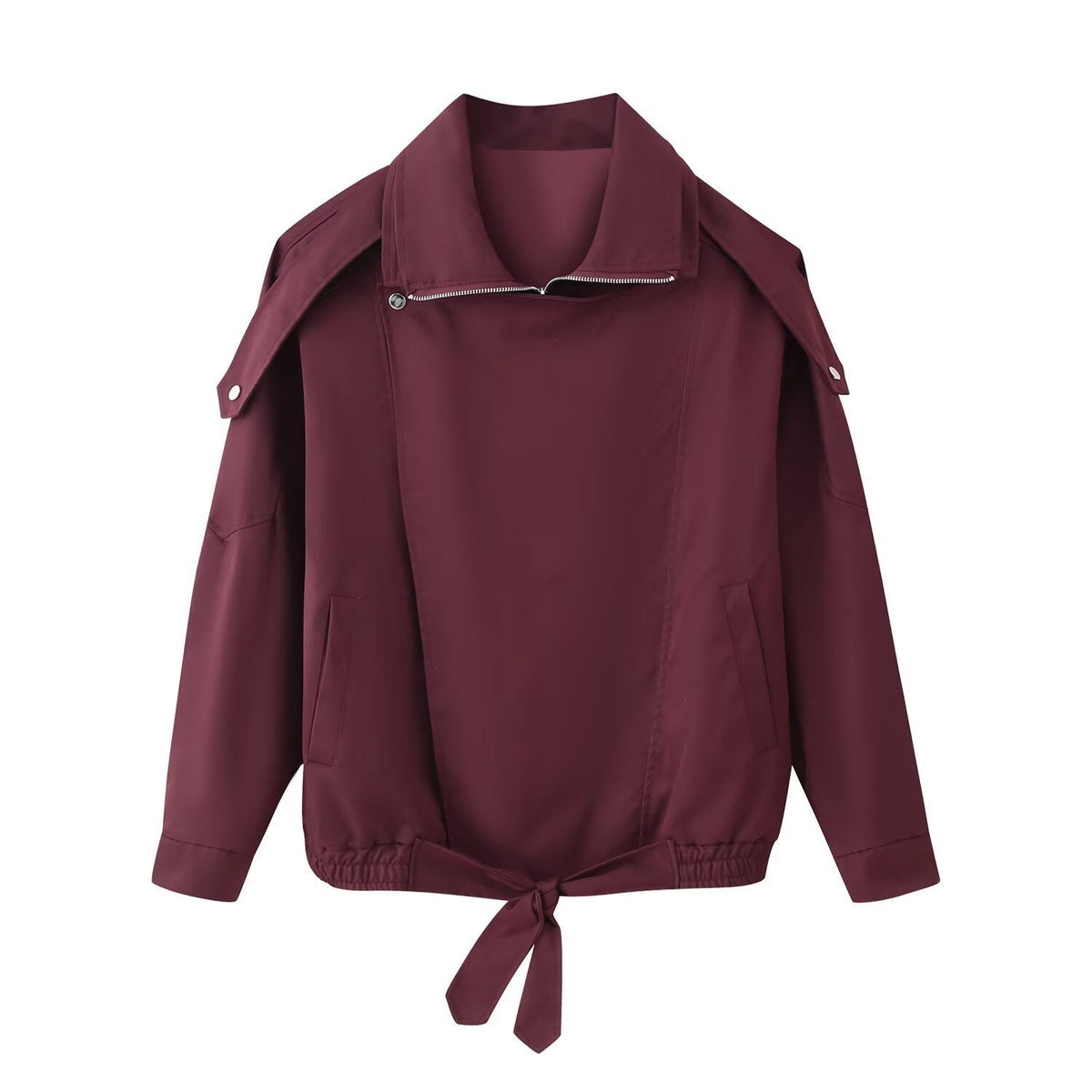 Jacke Damen rot mit Taillenzug und Stehkragen - 1 - Atelier-Zofia