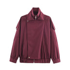 Jacke Damen rot mit Taillenzug und Stehkragen - 3 - Atelier-Zofia