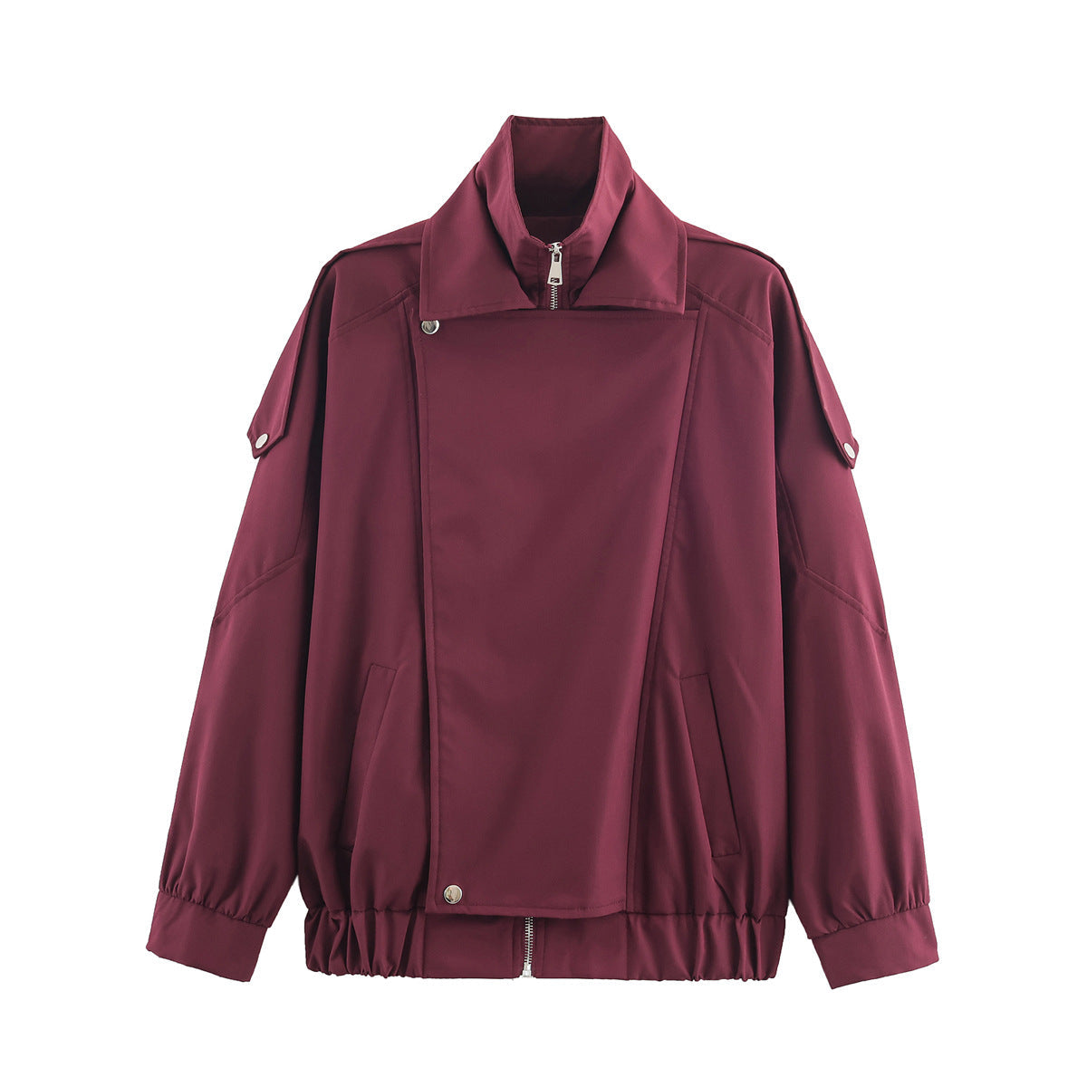 Jacke Damen rot mit Taillenzug und Stehkragen - 4 - Atelier-Zofia