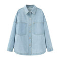 Jeansjacke Damen blau Oversize mit praktischen Brusttaschen - 1 - Atelier-Zofia