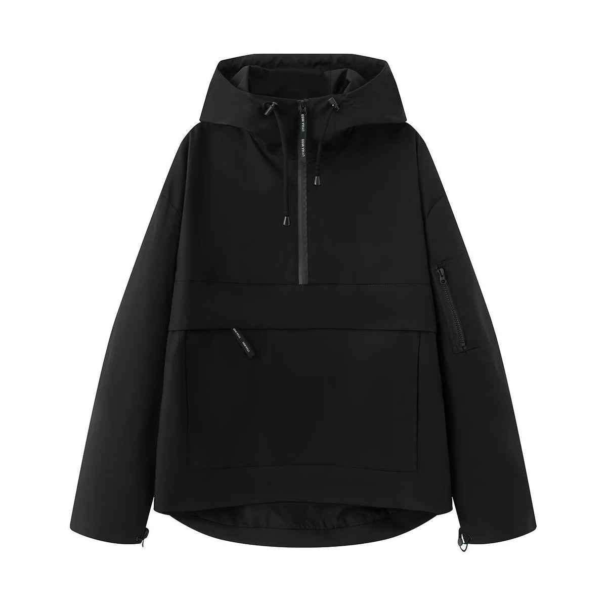 Jacke Damen schwarz Oversize mit Kängurutasche - 1 - Atelier-Zofia
