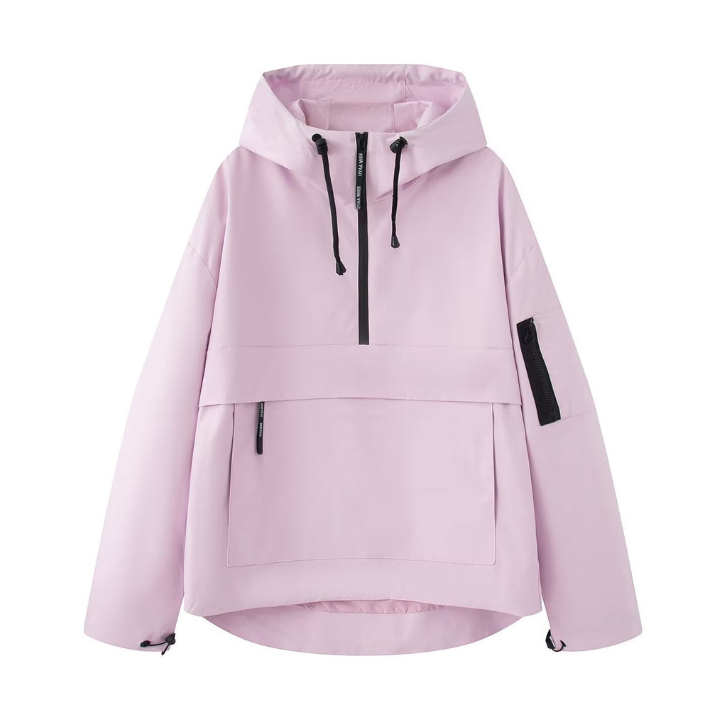 Jacke Damen schwarz Oversize mit Kängurutasche - 2 - Atelier-Zofia