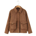 Jacke Damen braun Oversize mit praktischen Pattentaschen - 6 - Atelier-Zofia