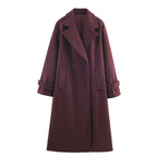 Damenmantel dunkelblau oversized mit breitem Revers und doppeltem Knopfverschluss - 2 - Atelier-Zofia