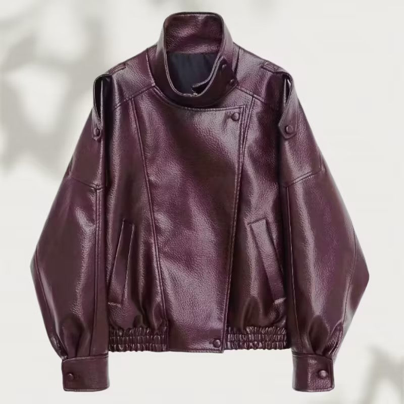 Damen Jacke schwarz Oversized mit asymmetrischem Revers - 2 - Atelier-Zofia