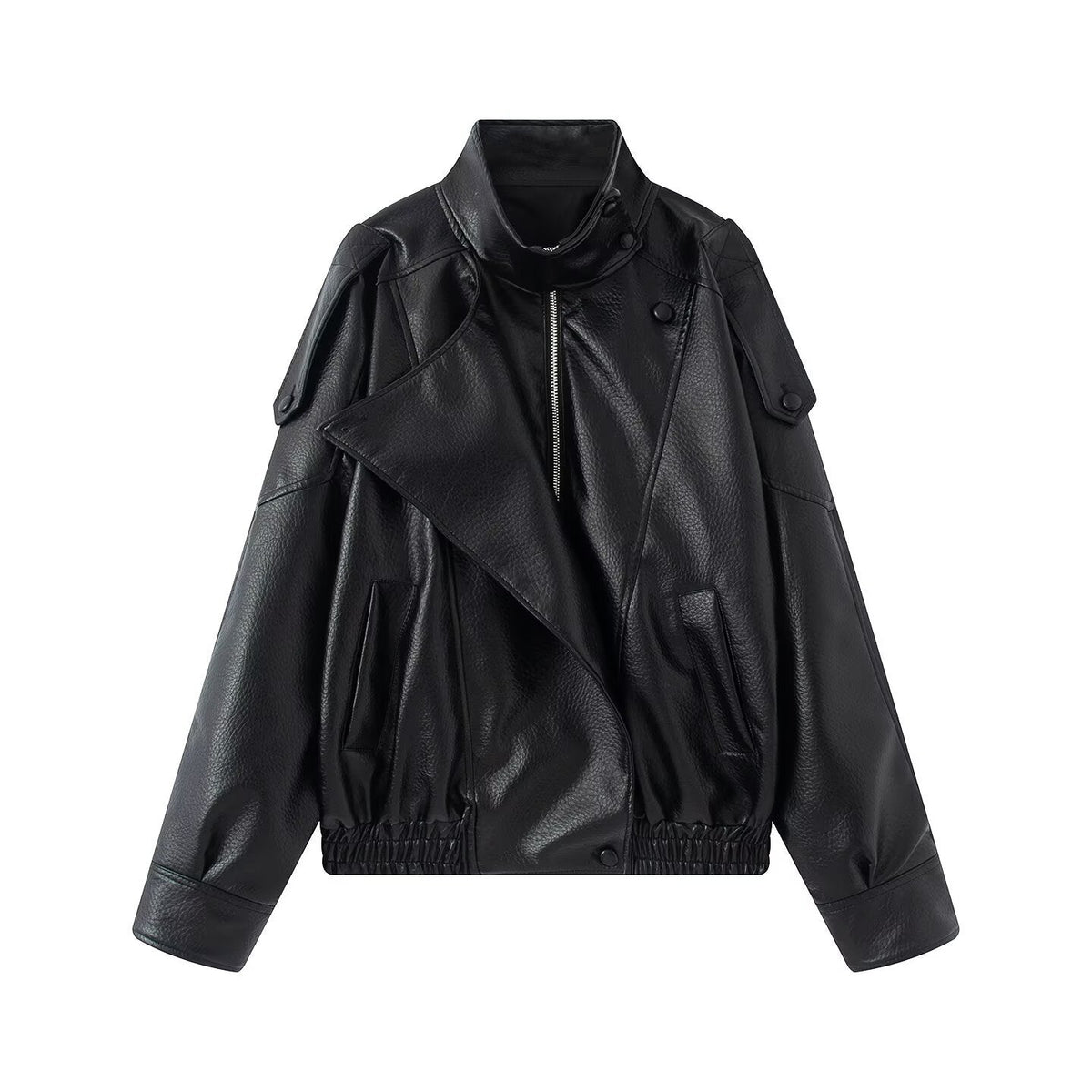Damen Jacke schwarz Oversized mit asymmetrischem Revers - 3 - Atelier-Zofia