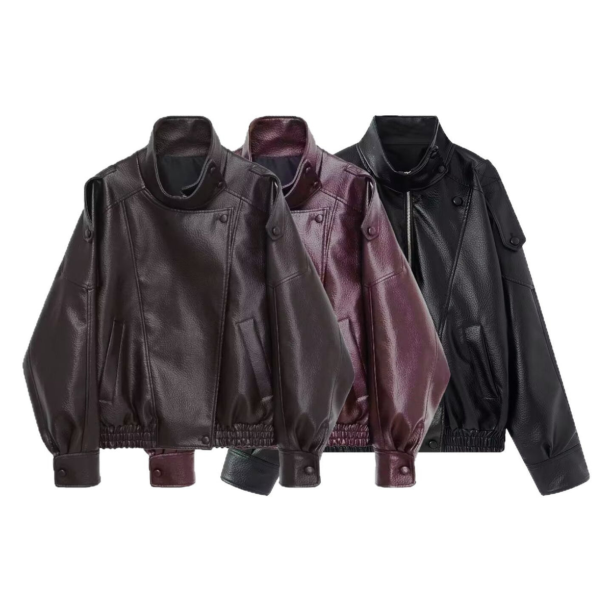 Damen Jacke schwarz Oversized mit asymmetrischem Revers - 4 - Atelier-Zofia