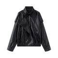 Damen Jacke schwarz Oversized mit asymmetrischem Revers - 5 - Atelier-Zofia