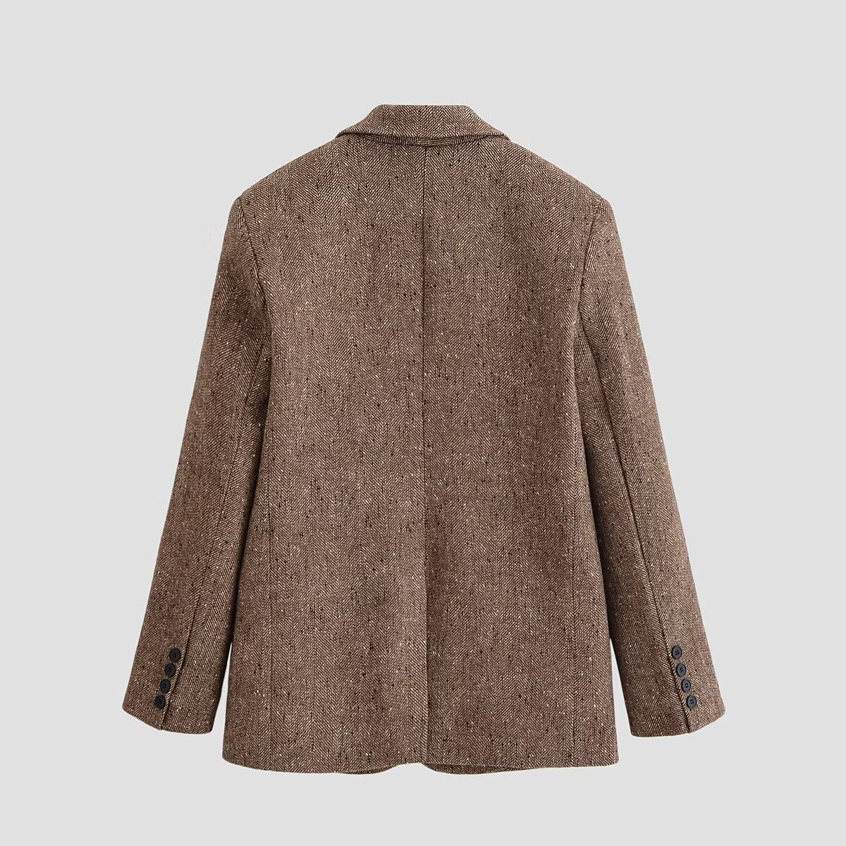 Blazer Damen braun tailliert mit Revers und zwei Knöpfen - 2 - Atelier-Zofia