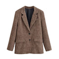 Blazer Damen braun tailliert mit Revers und zwei Knöpfen - 3 - Atelier-Zofia