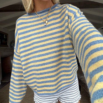 Pullover Damen blau-gestreift im Oversize-Schnitt - 6 - Atelier-Zofia