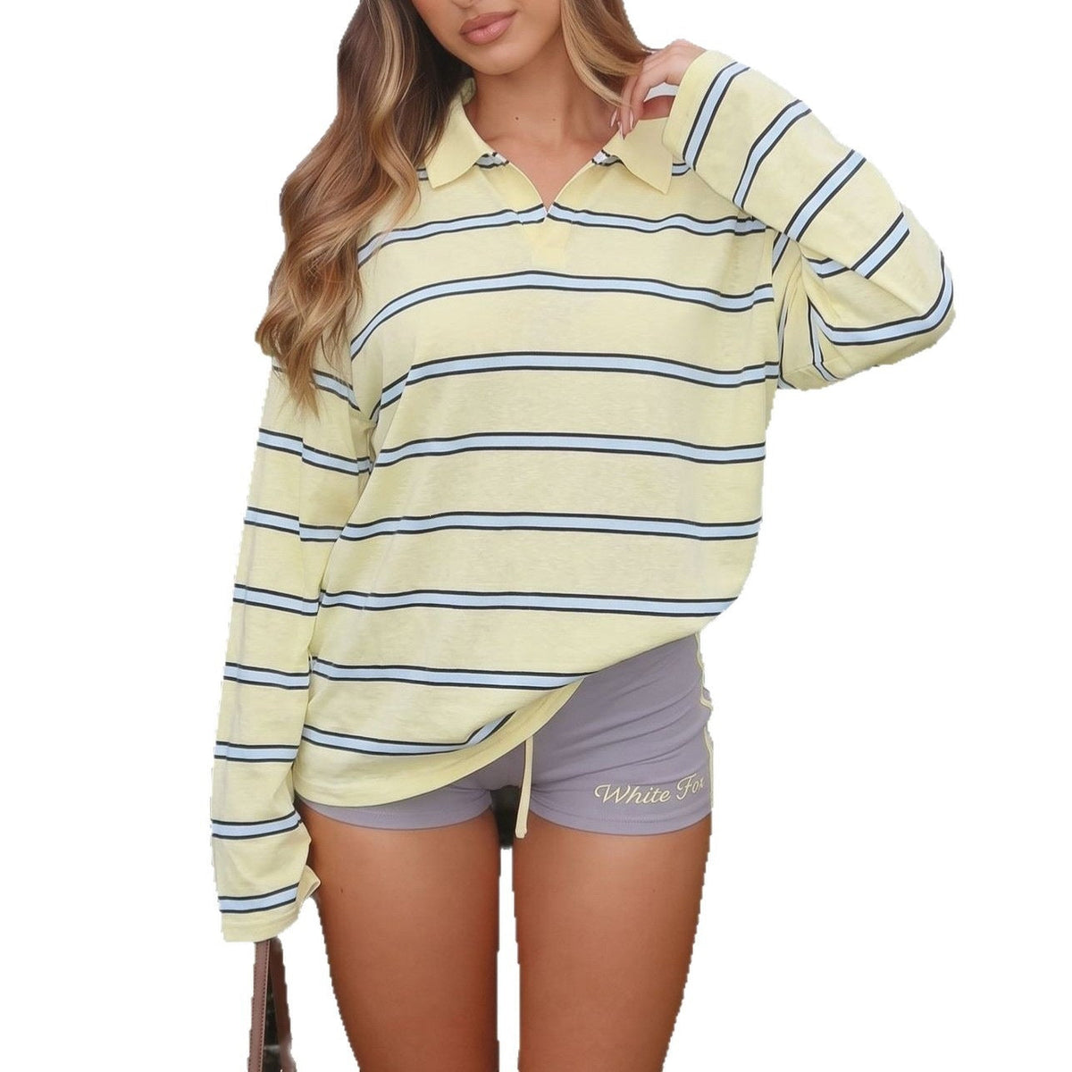 Bluse Damen gelb gestreift im Oversize-Schnitt - 5 - Atelier-Zofia