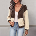 Jacke Damen braun-beige mit Kapuze und Reißverschluss - 6 - Atelier-Zofia