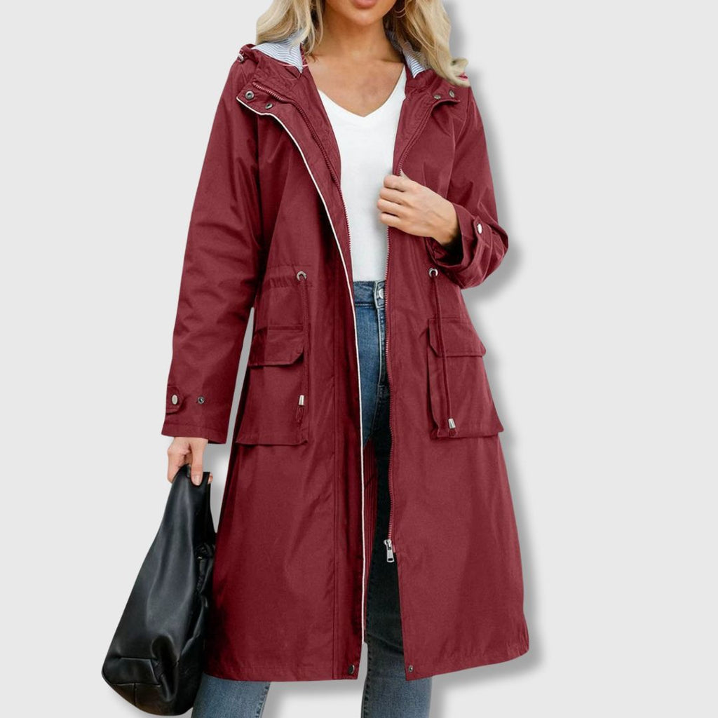 Damenjacke rot tailliert mit Kapuze und praktischen Taschen - 3 - Atelier-Zofia
