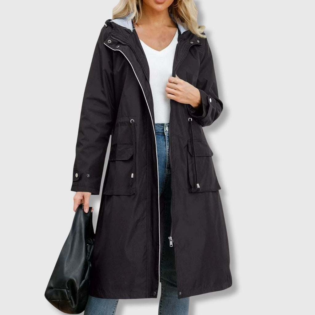 Damenjacke rot tailliert mit Kapuze und praktischen Taschen - 6 - Atelier-Zofia